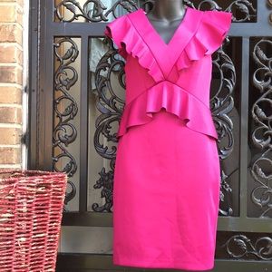 New TED BAKER Alair Pink V Neck Ruffle Collar
Dress